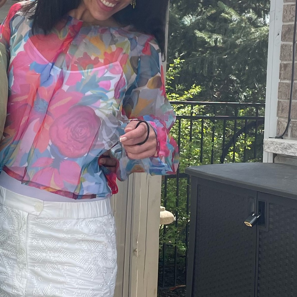 Vibrant Multicolor Sheer Blouse - Picture 4 of 4